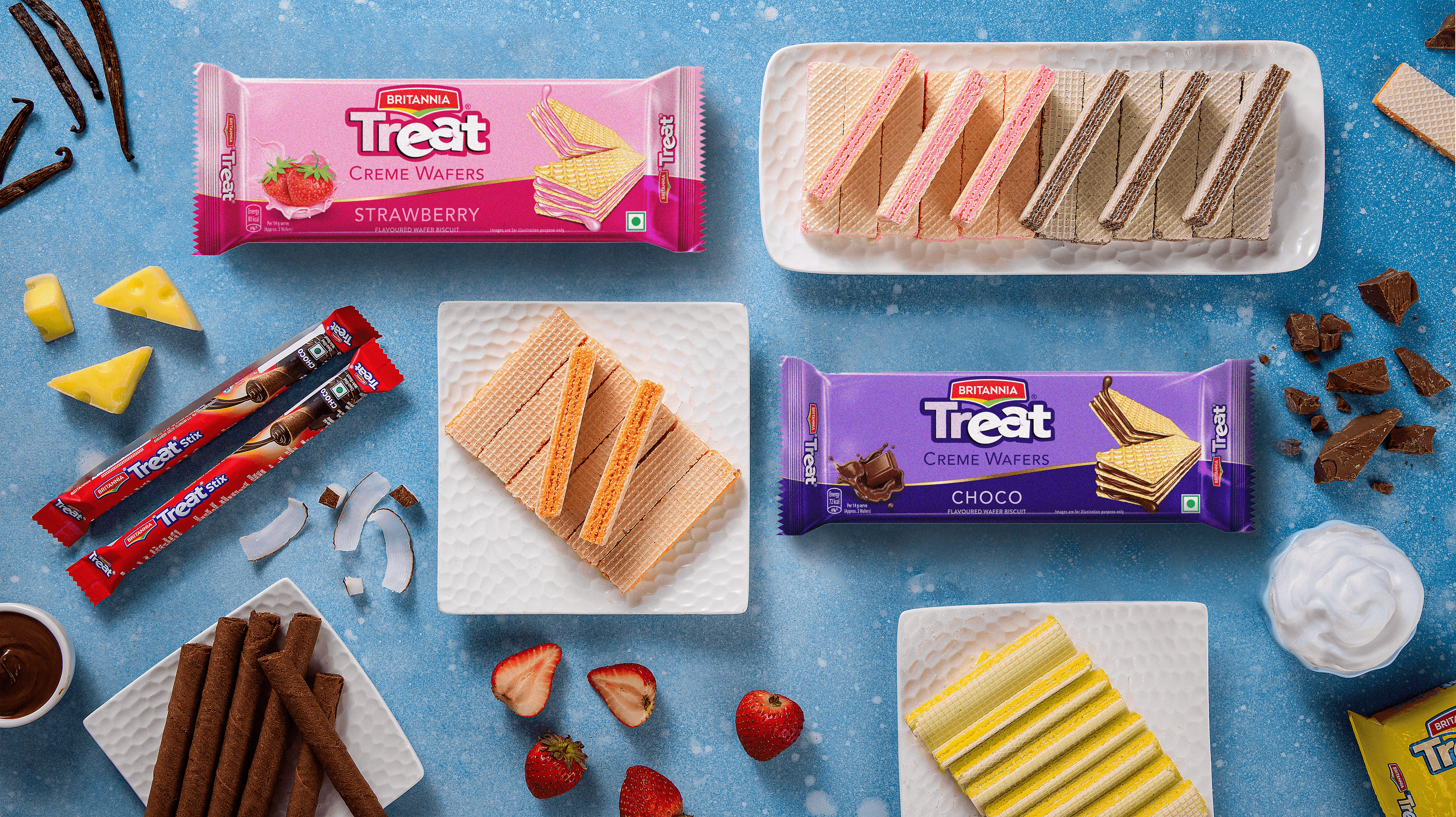 Britannia Various Flavour Ranges of Treat Creme Wafers