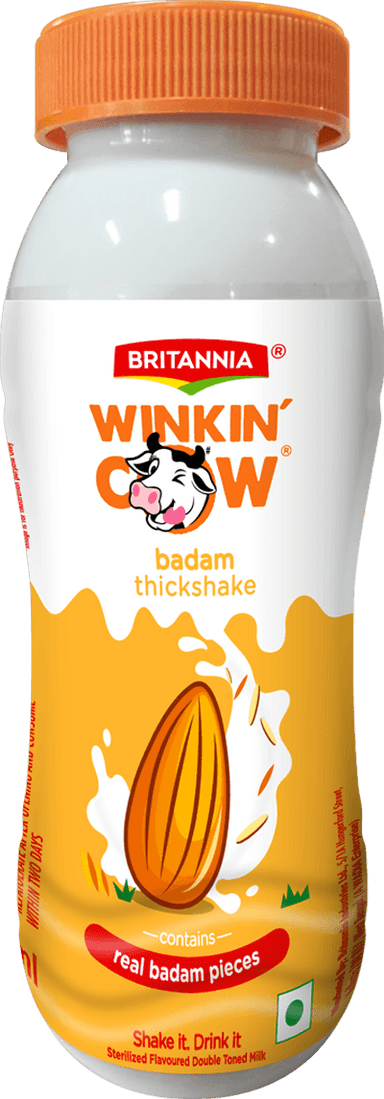 Britannia Winkin Cow Badam Flavour Thick Shake in Bottle